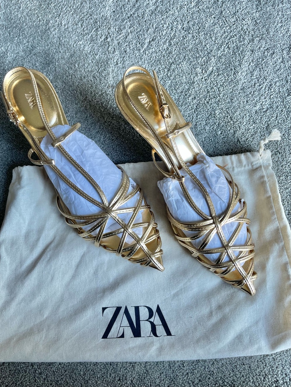Zara women gold heels
